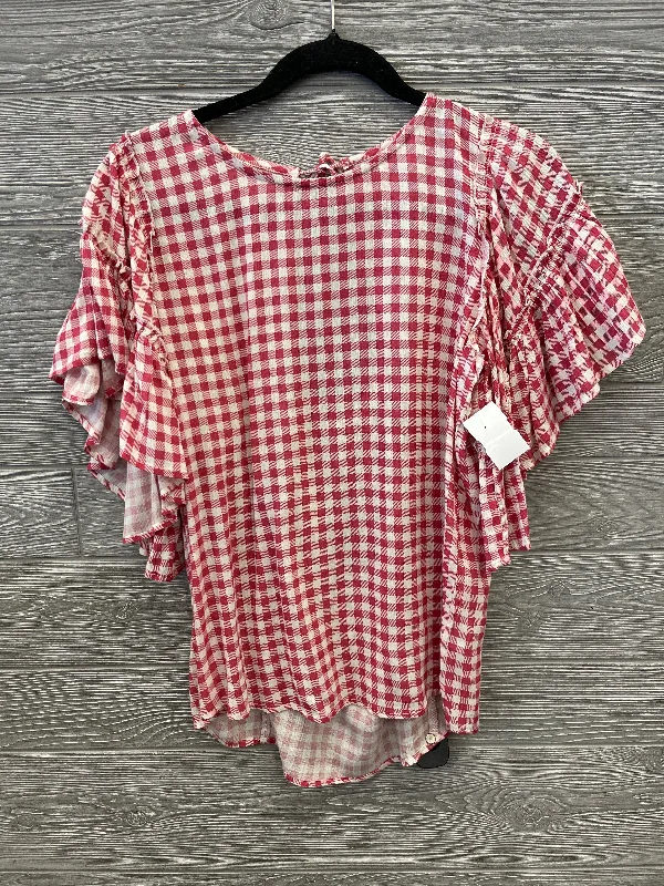 Top Short Sleeve By Maurices In Plaid Pattern, Size: S