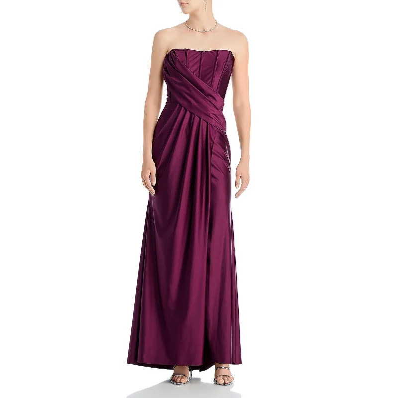 Aqua Womens Satin Strapless Evening Dress