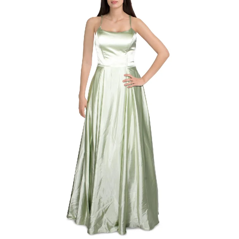 Speechless Womens Juniors Satin Strappy Evening Dress