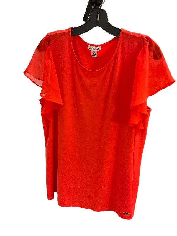 Top Short Sleeve By Calvin Klein O In Orange, Size: S