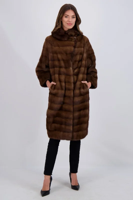 MINK SHORT COAT WITH SABLE COLLAR