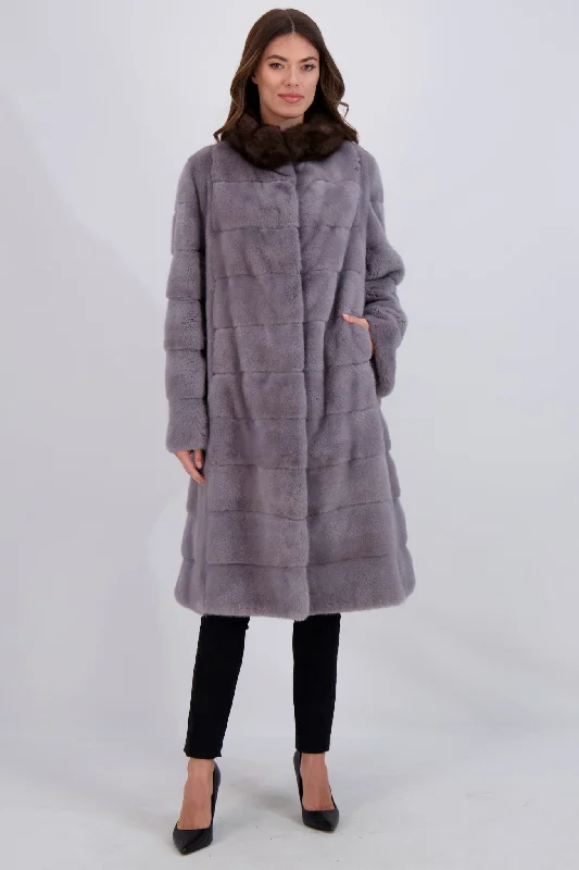 MINK SHORT COAT WITH SABLE