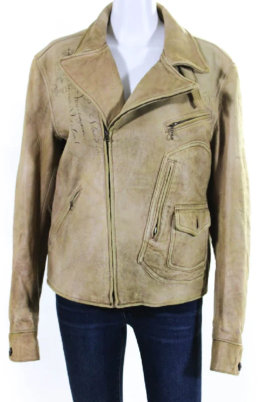 Ralph Lauren Yellow Leather Moto Jacket