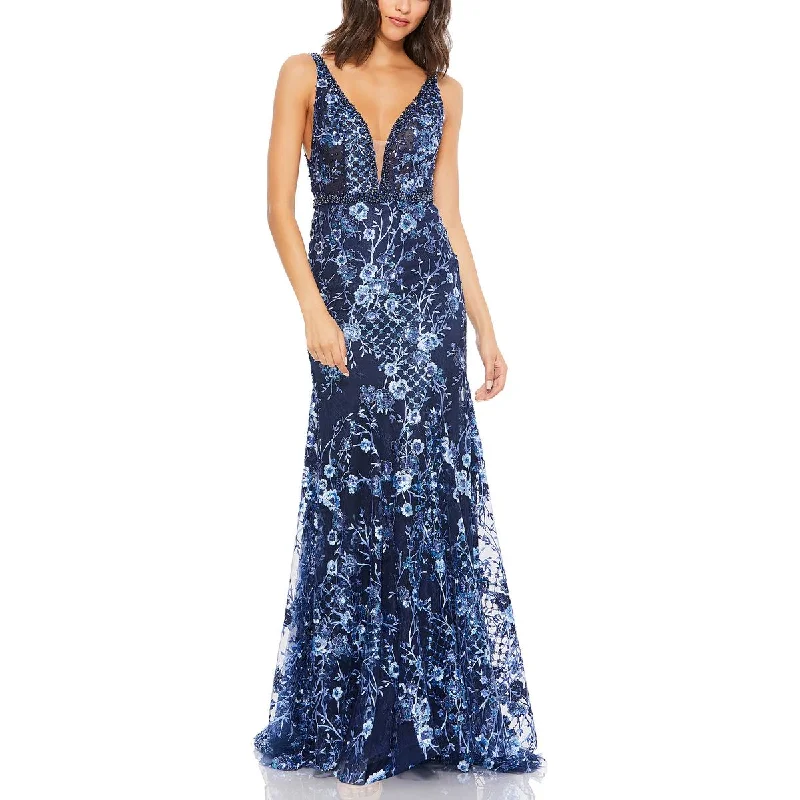 Mac Duggal Womens Lace Embellished Evening Dress