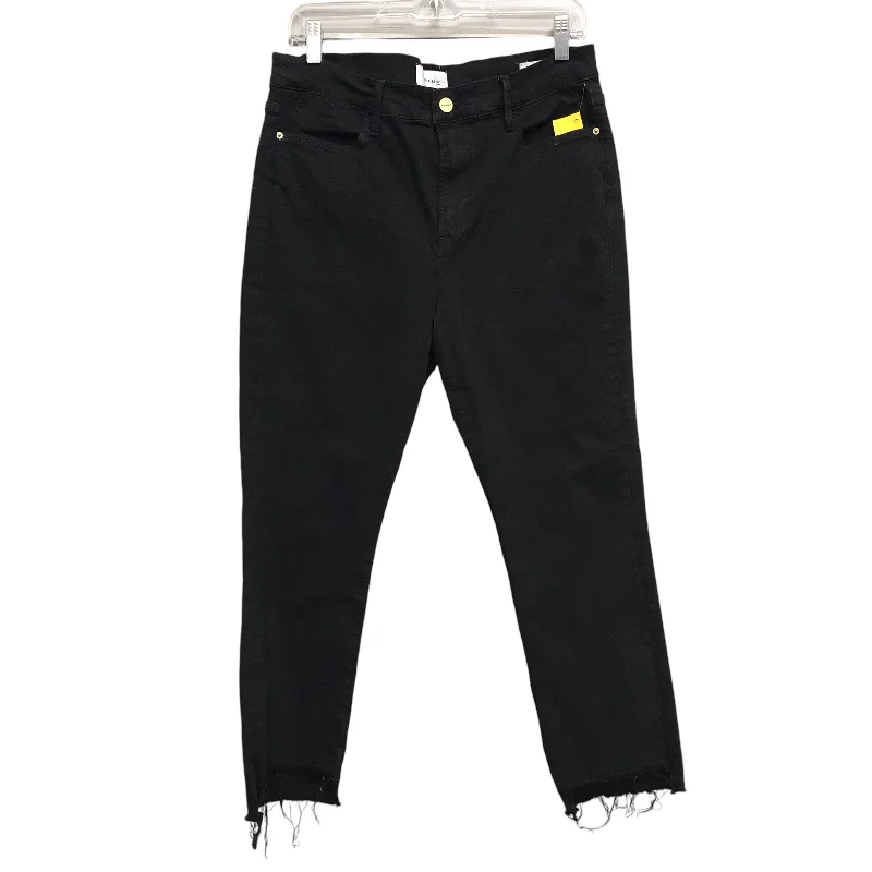 Jeans Straight By Frame In Black Denim, Size:14