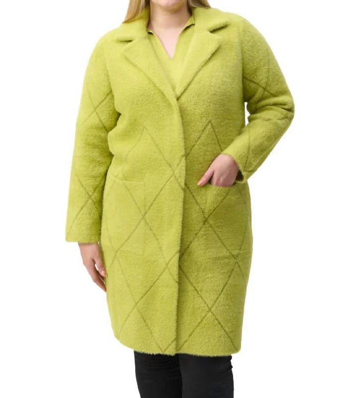 Notched Collar Coat In Wasabi