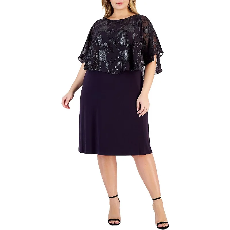 Connected Apparel Womens Petites Embroidered Evening Wear Sheath Dress