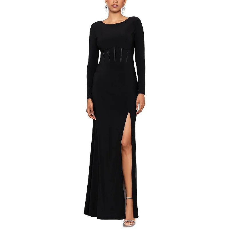 Xscape Womens Slit Long Evening Dress