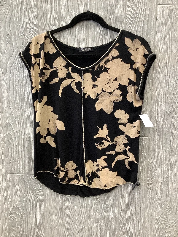 Top Short Sleeve By Vanilla Sugar In Black & Tan, Size: Petite   S