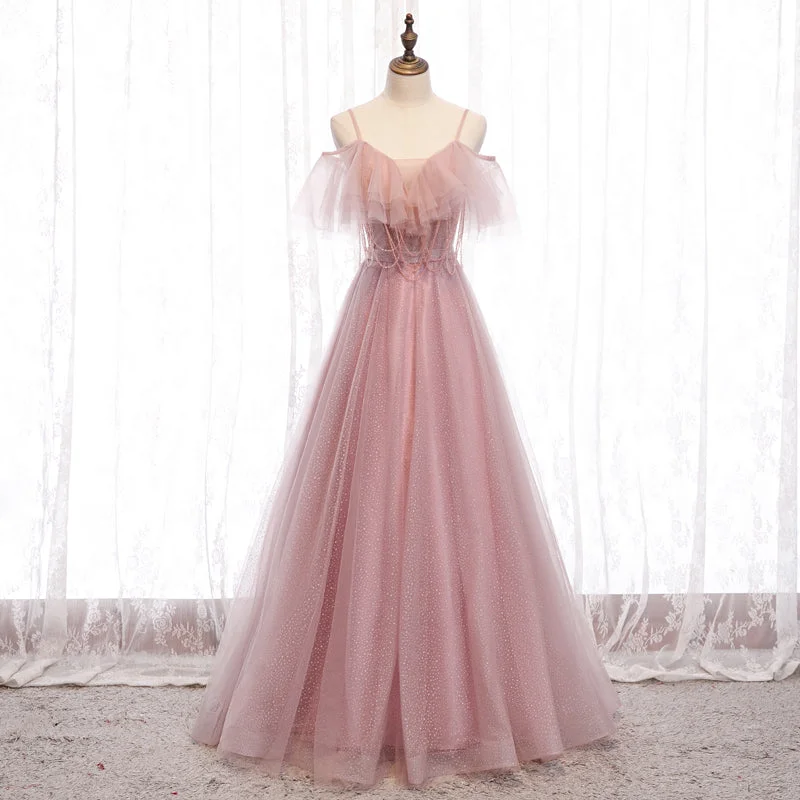 Cute tulle long prom dress evening dress  8174