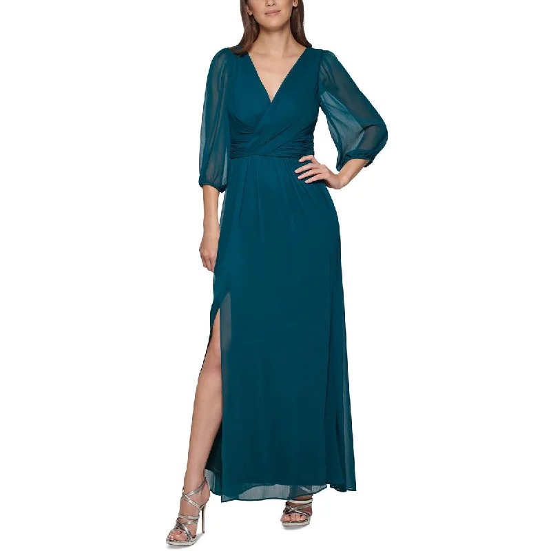 DKNY Womens Chiffon Long Evening Dress