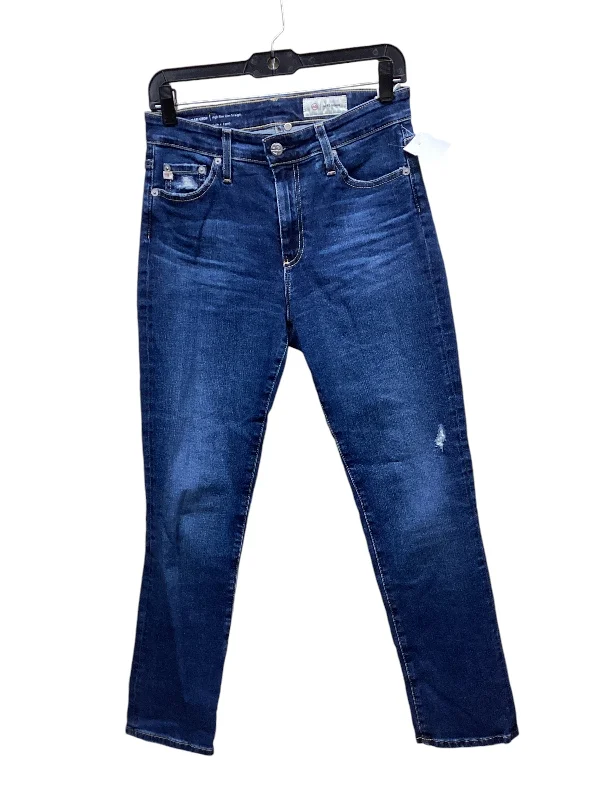 Jeans Straight By Ag Jeans In Blue Denim, Size: 4