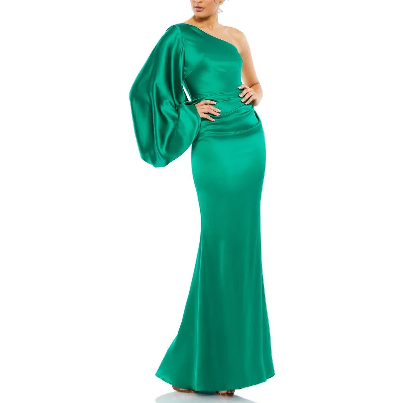 Mac Duggal Womens Satin One Shoulder Evening Dress