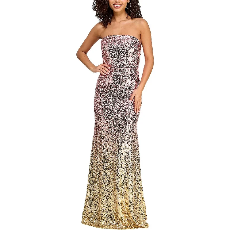 Violet Weekend Womens Juniors Sequin Open Back Evening Dress