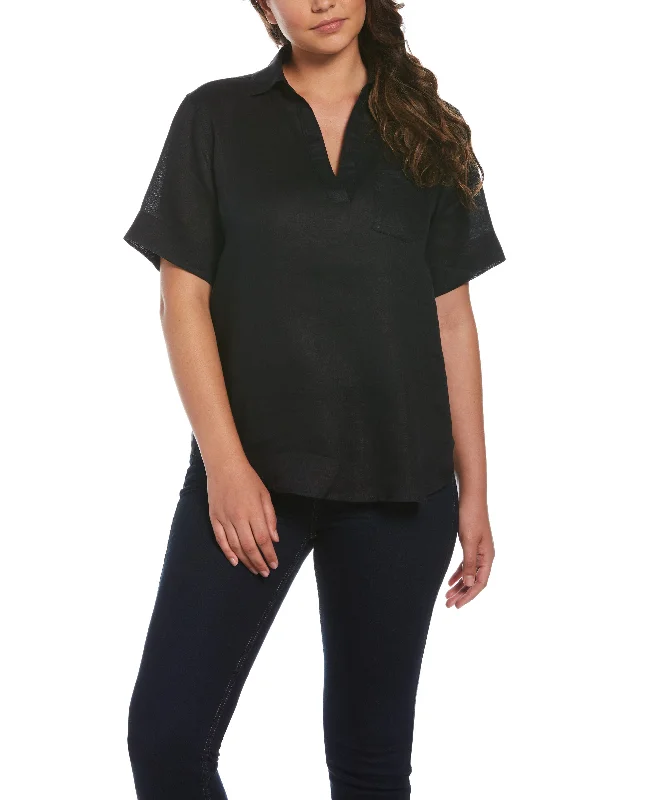 Split Neck Linen Top