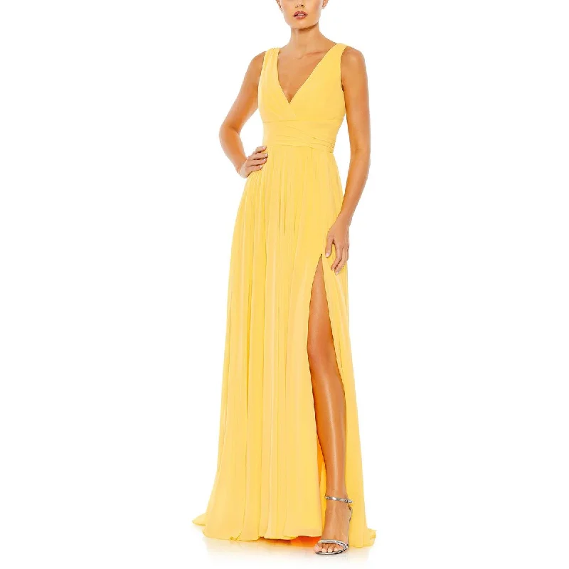 Ieena for Mac Duggal Womens Chiffon Plunge Evening Dress