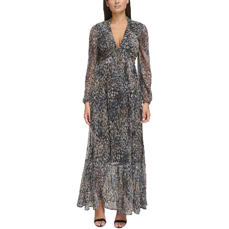 Guess Womens Cut-Out Printed Evening Dress