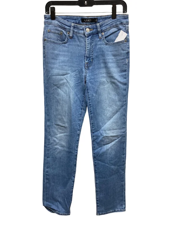 Jeans Straight By Lauren By Ralph Lauren In Blue Denim, Size: 4