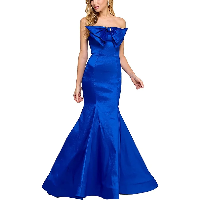 B. Darlin Womens Juniors Strapless Bow Evening Dress