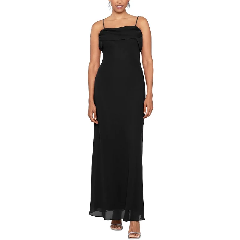 Betsy & Adam Womens Draped Back Sleeveless Evening Dress