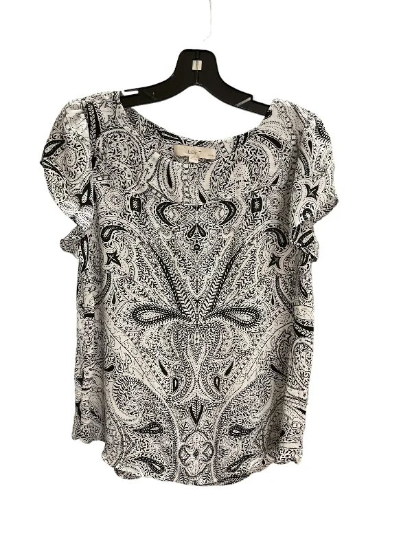 Top Short Sleeve By Loft In Black White, Size: M