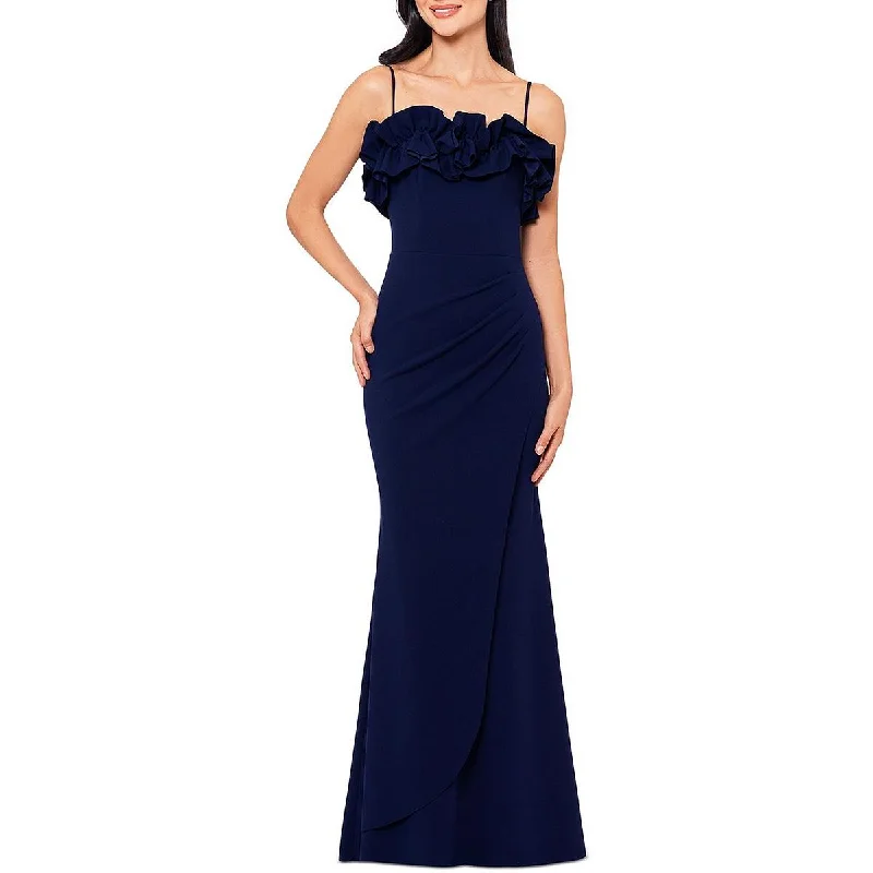 Xscape Womens Ruffled Sleeveless Evening Dress