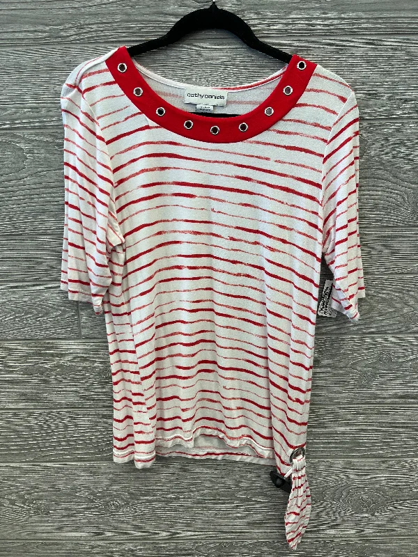 Top Short Sleeve By Cathy Daniels In Red & White, Size: S