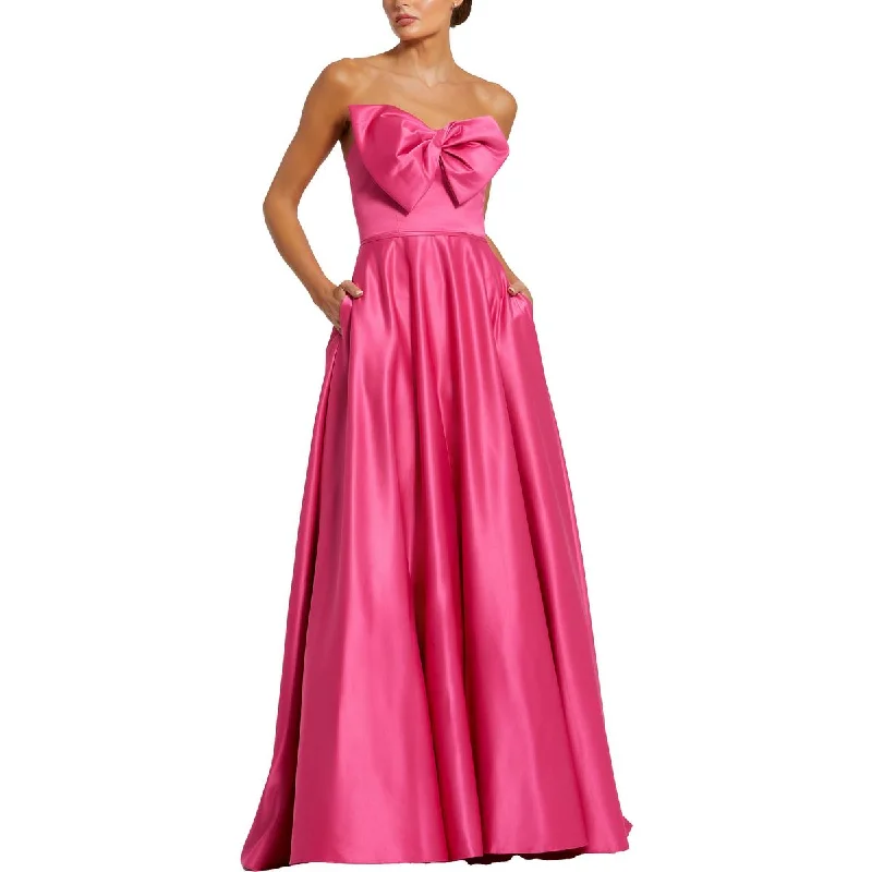 Mac Duggal Womens Satin Strapless Evening Dress