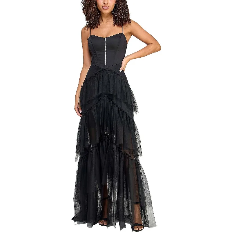 City Studio Womens Juniors Corset Tiered Evening Dress