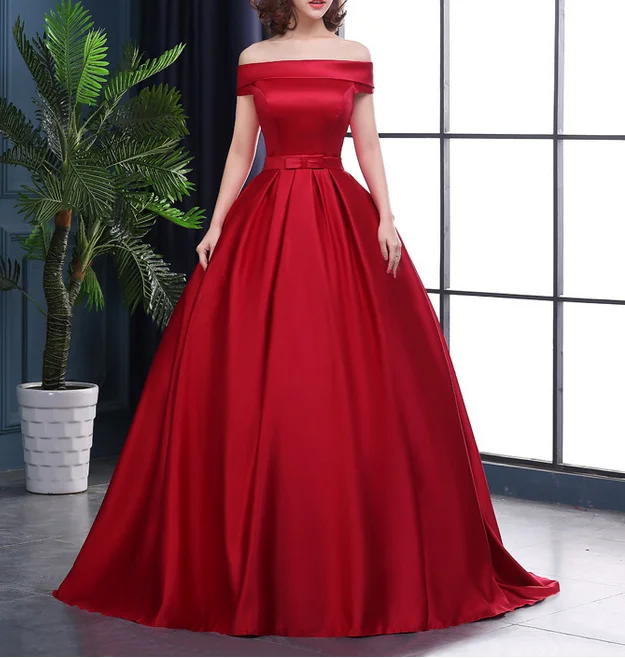 Elegant satin long prom dress,evening dress,cheap prom dresses  7682