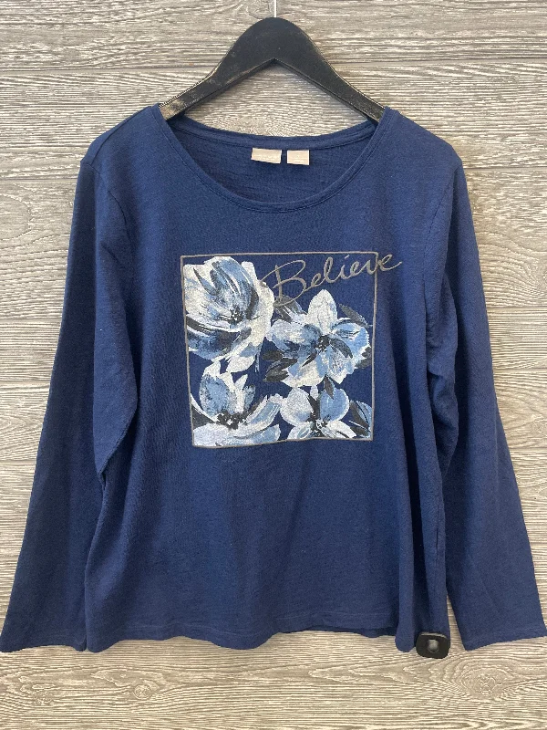 Top Long Sleeve By Chicos In Blue, Size: L