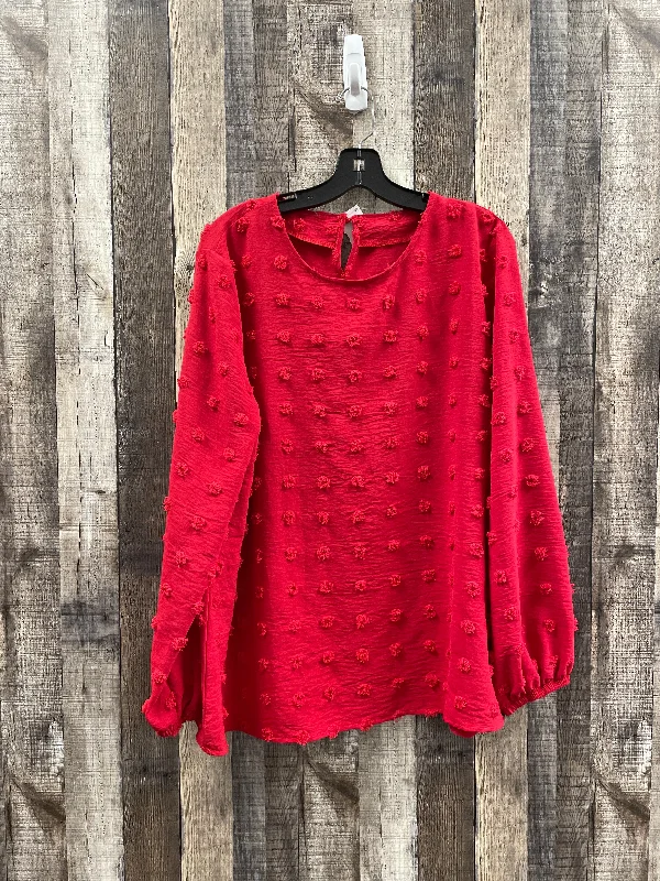 Top Long Sleeve By Cmf In Red, Size: Xl