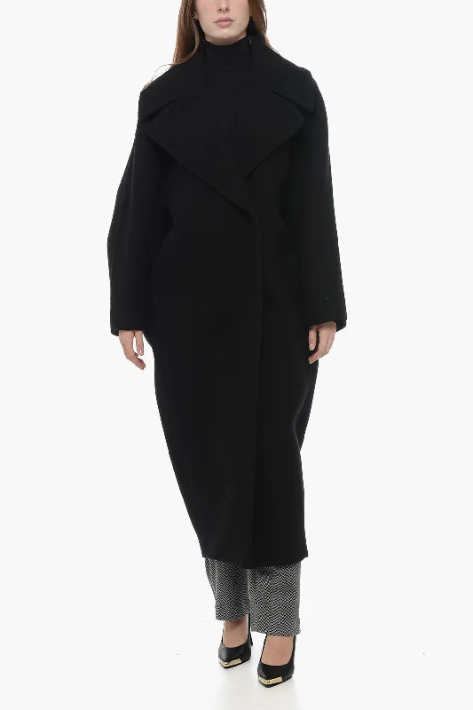 Alaia Virgin Wool Cocoon Coat with Maxi Collar