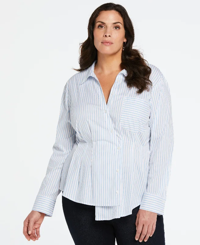 Plus Size Asymmetrical Wrap Button Up Top