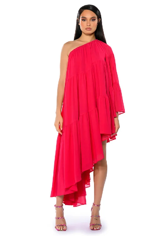 HARLOW ONE SHOULDER ASYMMETRICAL MAXI DRESS