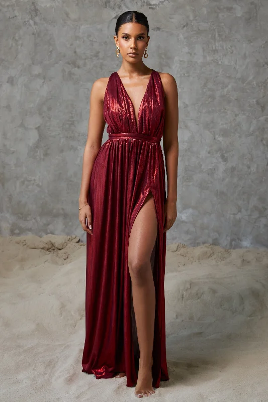 Federica Metallic Maxi Dress Red