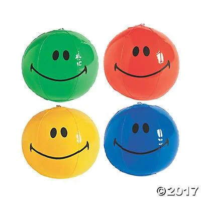 Inflatable Mini Smiley Face Beach Ball 5" | 12ct