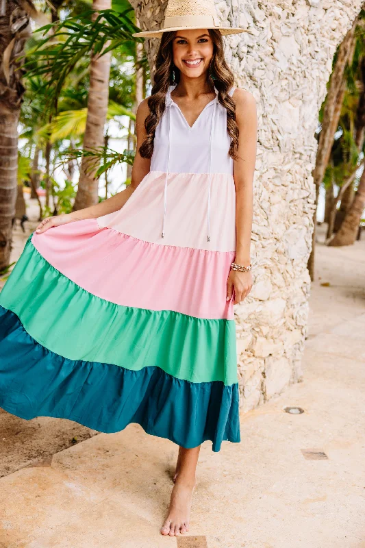 Bright Ideas White Colorblock Maxi Dress