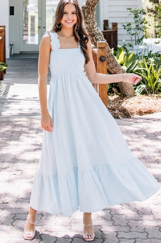 Easy Love Light Blue Smocked Maxi Dress