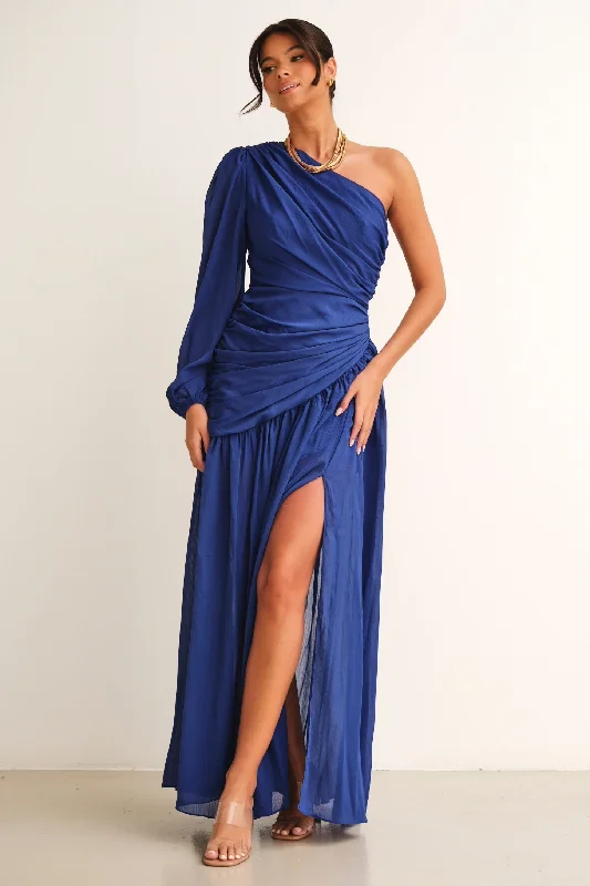 Piper One Shoulder Maxi Dress Royal Blue