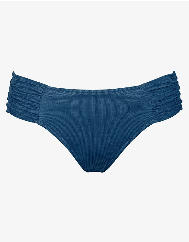 Summer Solids Ruched Side Bikini Bottom - Indian Ink