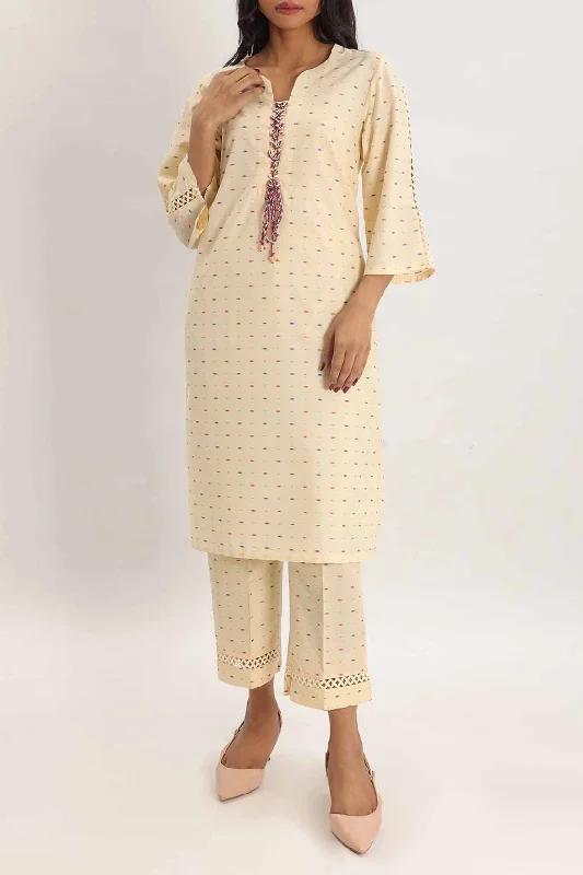 Cotton Jacquard Stitched 2 Piece (Shirt/Trouser)