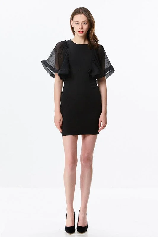 Fitted Mini Dress W/ Ruffle Sleeve