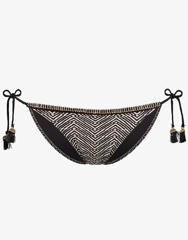 Afro Gem Tie Bikini Bottom - Black/Canvas