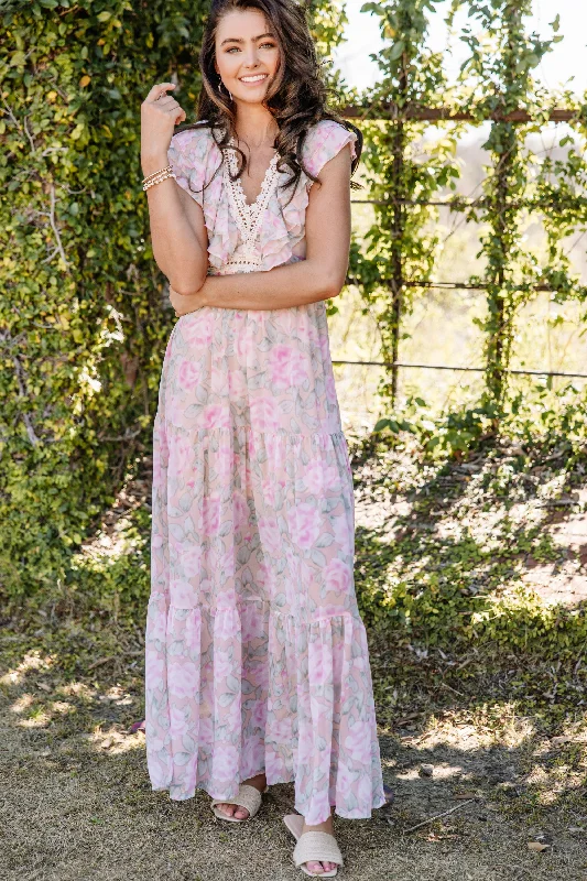 It's Always Been You Peach Pink Floral Maxi Dress