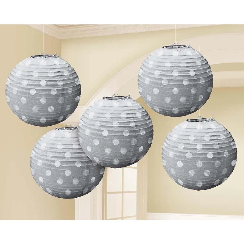 Mini Paper Lanterns 5 In. - Silver 5/pkg.