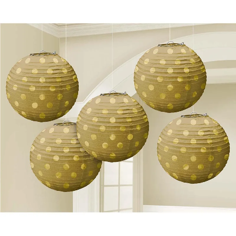 Mini Paper Lanterns 5 In. - Gold 5/pkg.