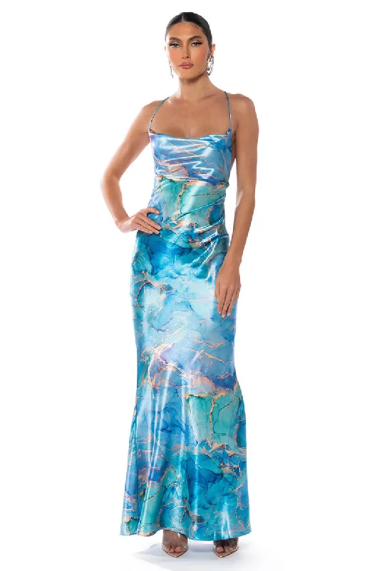 GOING UP SATIN MAXI DRESS