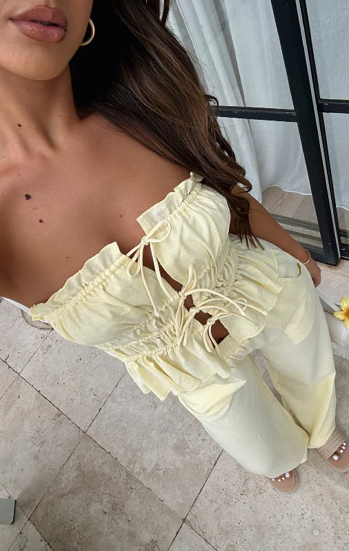 Secret Society Strapless Top Lemon