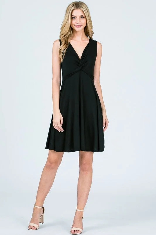 Plunged Neck Mini Dress